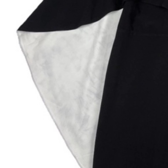 HALSTON HERITAGE Flowy Cape Sleeve Asymmetric Black Mini Dress Size 14 - Picture 8 of 8